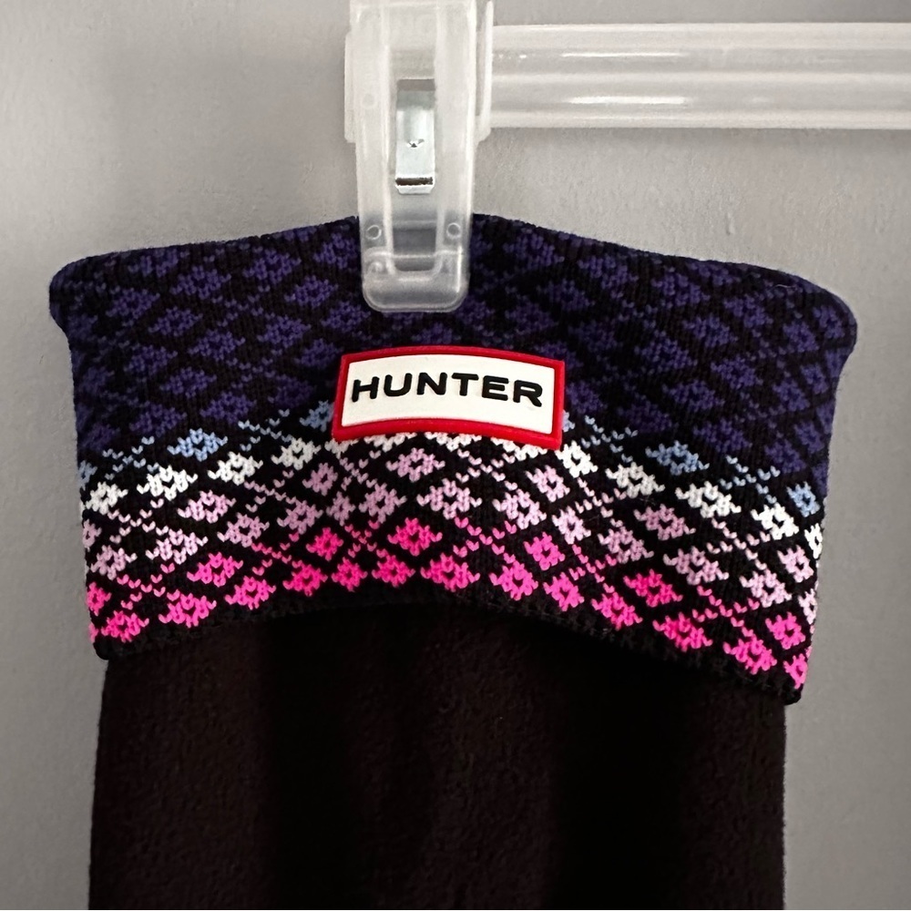 HUNTER Tall Fleece Boot Socks Fair Isle Size 5-7 like new - Picture 5 of 7